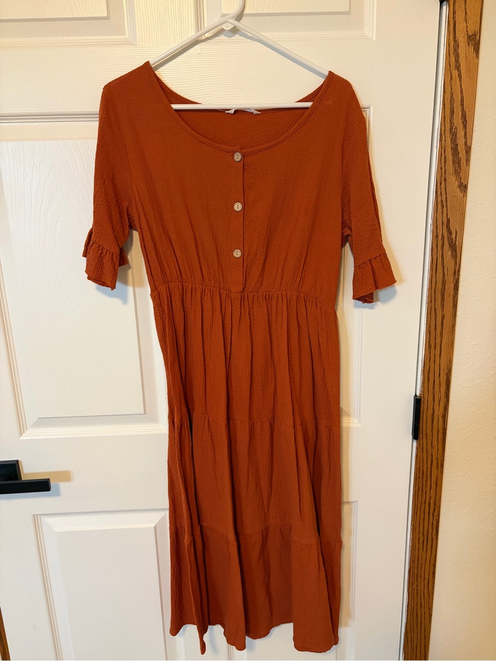 Women’s Rust Midi Button-Front Dress